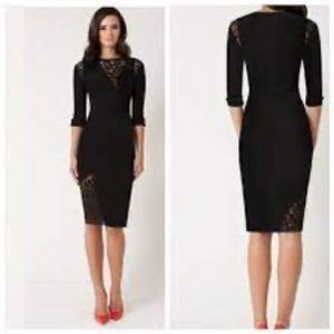 Black Halo Salvatore Lace-Inset Sheath Dress